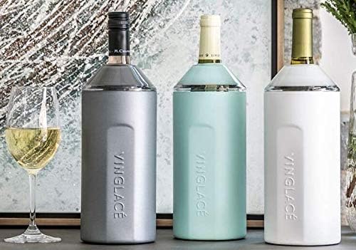 Vinglacé Wine Bottle Chiller- Portable Champagne Insulator- Stainless Steel Wine Cooler Sleeve - Keeps Wine Cold (Graphite)