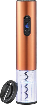 Battery Operated Electric Wine Opener by ELMWAY - Stainless Steel Electric Corkscrew with LED Light & Foil Cutter, Simple Push-Button Operation for Wine Lover (Rose Gold, 4 x AA Not Included)