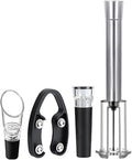 4-in-1 Professional Bar Tool Set - Aluminum Alloy Bottle Opener with Air Pump, Foil Cutter & Vacuum Stopper, Durable Wine Accessories for Home & Parties Silver