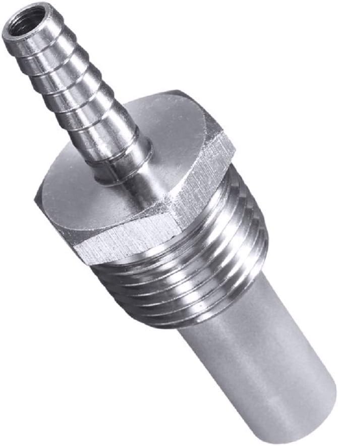 0.5 Micron Inline Oxygenation Diffusion Stone, 1/2" NPT Hose Barb Stainless Steel Aeration Stone Carbonating Stone with 1/4" Barb for Home Brewing Beer
