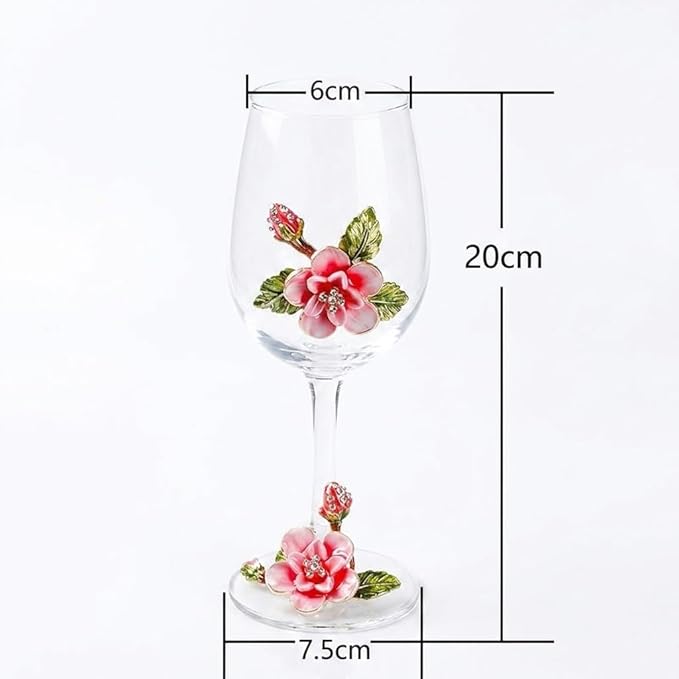 Simcat Handmade Painted Enamel Flower Glass Wine Glasses Transparent Refined Goblet, Stem For Cabernet, Gifts (purple double gift box2)