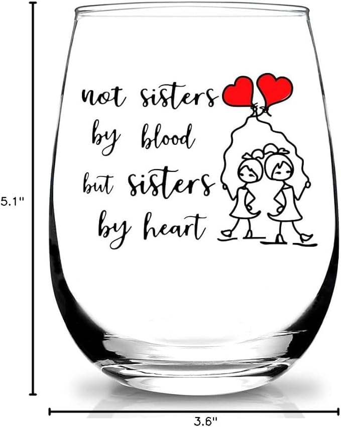 Sister Gifts from Sisters, Big Siste, Birthday Gift from Sisterr,Women,Mothers Day,Valentines Day,Christmas Gift for Best Friend,BFF,Soul Women - 15 Ounce Wine Glass
