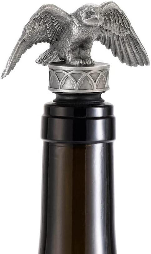 Royal Selangor Pewter Hedwig Wine Stopper - Harry Potter Collection Reusable Silicone Bottle Plug/Cork/Preserver Gift for Christmas
