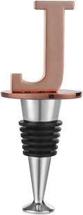 Wine and Beverage Bottle Stopper With Rose Gold Finish-Perfect Presents/Gift Idea for Valentines Day, Mothers Day, Fathers Day, Thanksgiving Day,J-Initial (Letter J)