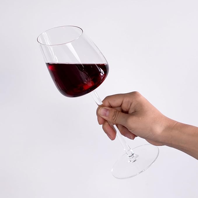 KAMMAK Wine Glasses Set of 2, 9.47 oz Hand Blown Crystal Bordeaux Wine Glasses, Thin Rim & Long Stem, Perfect for Red & White, Daily Use, Wedding or Birthday Gift with Gift Box, XH-H240 Matte