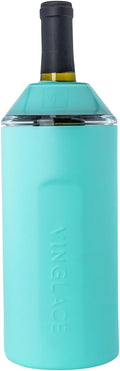Vinglacé Wine Bottle Chiller- Portable Champagne Insulator- Stainless Steel Wine Cooler Sleeve - Keeps Wine Cold (Sea Glass)