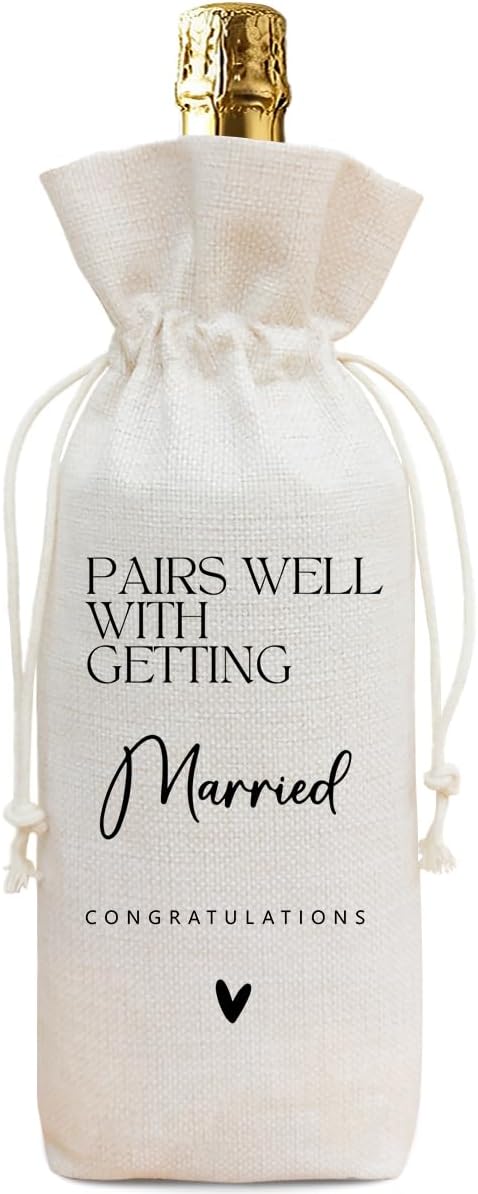Buildinest Pairs Well With Getting Married Wine Bag, Wedding Shower Wine Bottle Gift Bags, Just Married Newlywed Wedding Decor Gift, Bride To Be Bridal Shower Gifts, Gifts For Newlyweds-A05