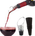 Wine Aerator Pourer Spout – 2-in-1 Diffuser Oxygenator and Pouring Dispenser for Enhanced Smoother Flavors of Red Wines – Silicone Aeration Breather (Black Stopper)