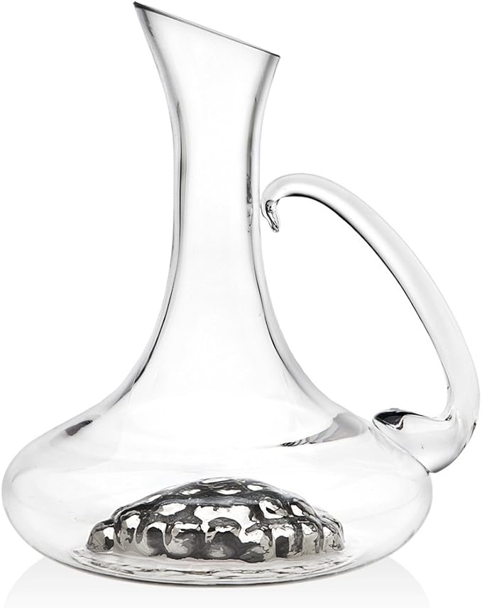 Godinger Vintage Mouth-blown 47 Oz. Handmade Crystal No-spill Wine Carafe Decanter Jug With Platinum Accent