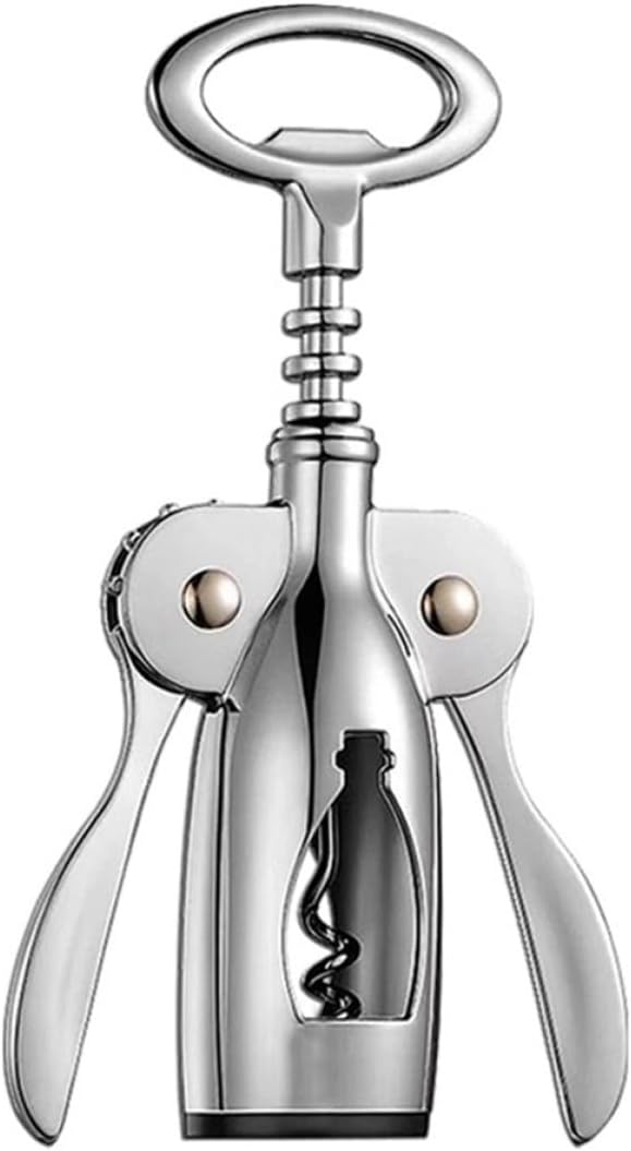 BESPORTBLE Wing Corkscrew Red Wine Opener Zinc Alloy Corkscrew with Bottle Cap Opener for Home Bar Kitchen Use