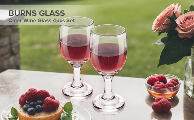 Clear Wine Glasses 4Pcs Set, 10.5 Oz Modern Red & White Goblets, Water Glasses, Drinking Cups, Gift for Party, Wedding, Home Bar
