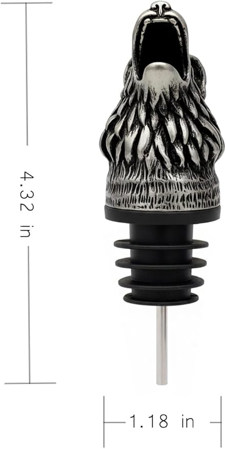 Wolf pour spout Animal head wine pourer Menagerie wine aerator set of 2 (assorted)