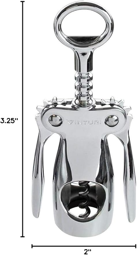 Vinturi Wing Corkscrew Wine Built-in Bottle Opener, Silver, one size (V9032)