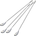 Briout 4 Pieces Bar Spoon, 12 Inches Long Handle Drink Stirrer with Mirror Finished Surface, Stainless Steel Cocktail Mixing Spoons for Drink, Silver