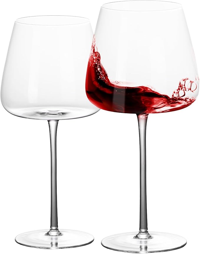 KAMMAK Wine Glasses Set of 2, 25.36 oz Hand Blown Crystal Bordeaux Wine Glasses, Thin Rim & Long Stem, Perfect for Red & White, Daily Use, Wedding or Birthday Gift with Gift Box, SD-BL23176