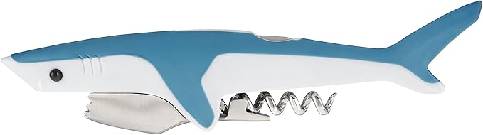 True Shark Waiters Corkscrew Wine Opener with Sharp Foil Cutter, Durable Stainless Steel and & Soft Touch Plastic Perfect for Home Bar, Kitchen, Outdoor Party, Gifts for Wine Lovers, Set of 1