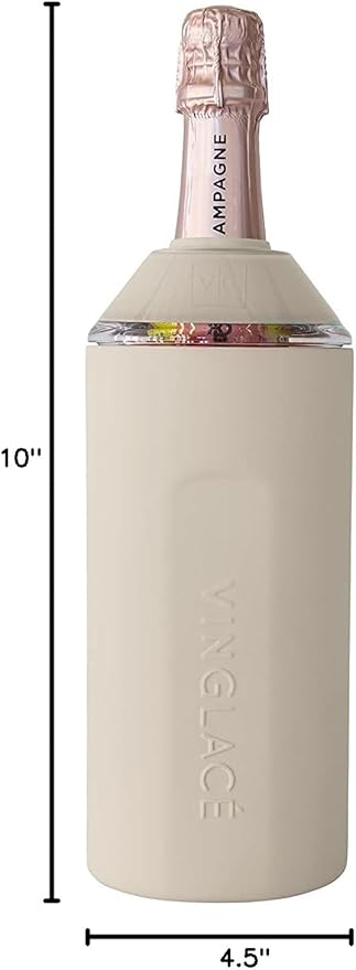 Personalized Vinglacé Wine & Champagne Bottle Chiller - A Unique Customized Gift for Wine Lovers (Sand)