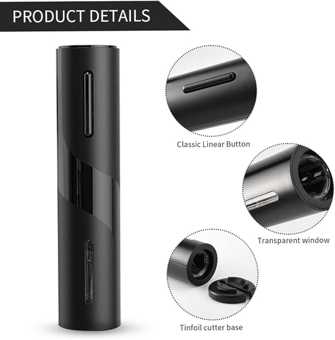 Battery Operated Wine Bottle Openers, Electric Wine Opener with Foil Cutter, One-click Button Reusable Automatic Wine Corkscrew Remover for Wine Lovers Gift Home Kitchen Party Bar Wedding