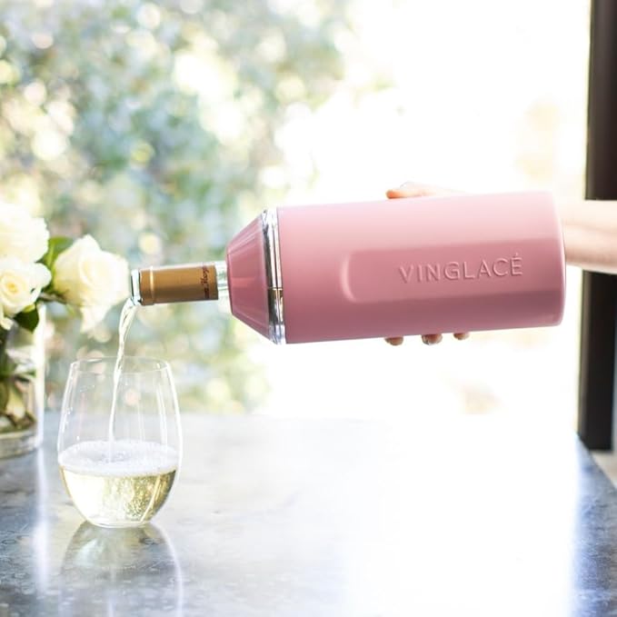 Vinglacé Wine Bottle Chiller- Portable Champagne Insulator- Stainless Steel Wine Cooler Sleeve - Keeps Wine Cold (Rose)