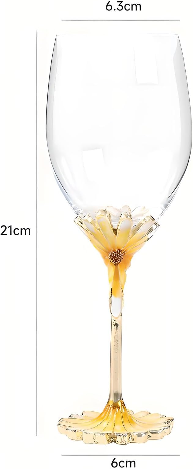 Simcat Handmade Painted Enamel Flower Glass Wine Glasses Transparent Refined Goblet, Stem For Cabernet, Gifts (purple double gift box,small flower)