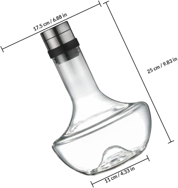 GARVALON Handblown 1000ml Glass Wine Decanter Large Handheld Fast Aerator for Red Wine and Brandy Suitable for Home Bar and Dining
