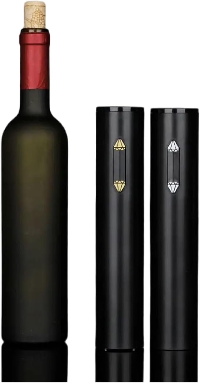 Electric Wine Opener - Compact Wine Opener, Soft Grip Battery-Operated, Fits All Cork Types - Sleek Design, Electronic Bottle Opener, Ideal for Parties & Wine Lovers, Black/Gold
