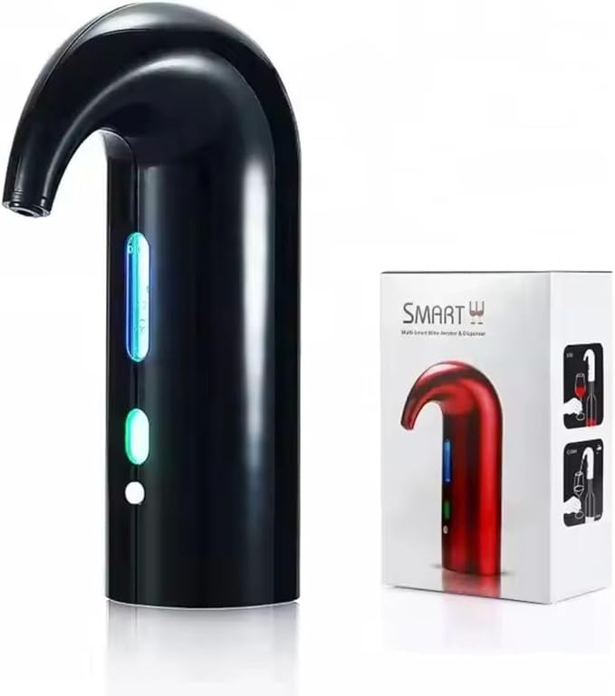 Electric Wine Aerator [BLACK], USB-Rechargeable, Gift for Wine Lovers, One-Touch Dispenser, Wine Presever