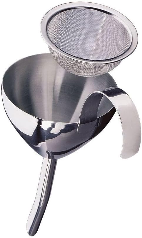Cilio Stainless Steel Wine Decanting Funnel with Fine Mesh Filter – Silver Modern Wine Aerator Funnel for Sediment Removal & Smooth Pouring
