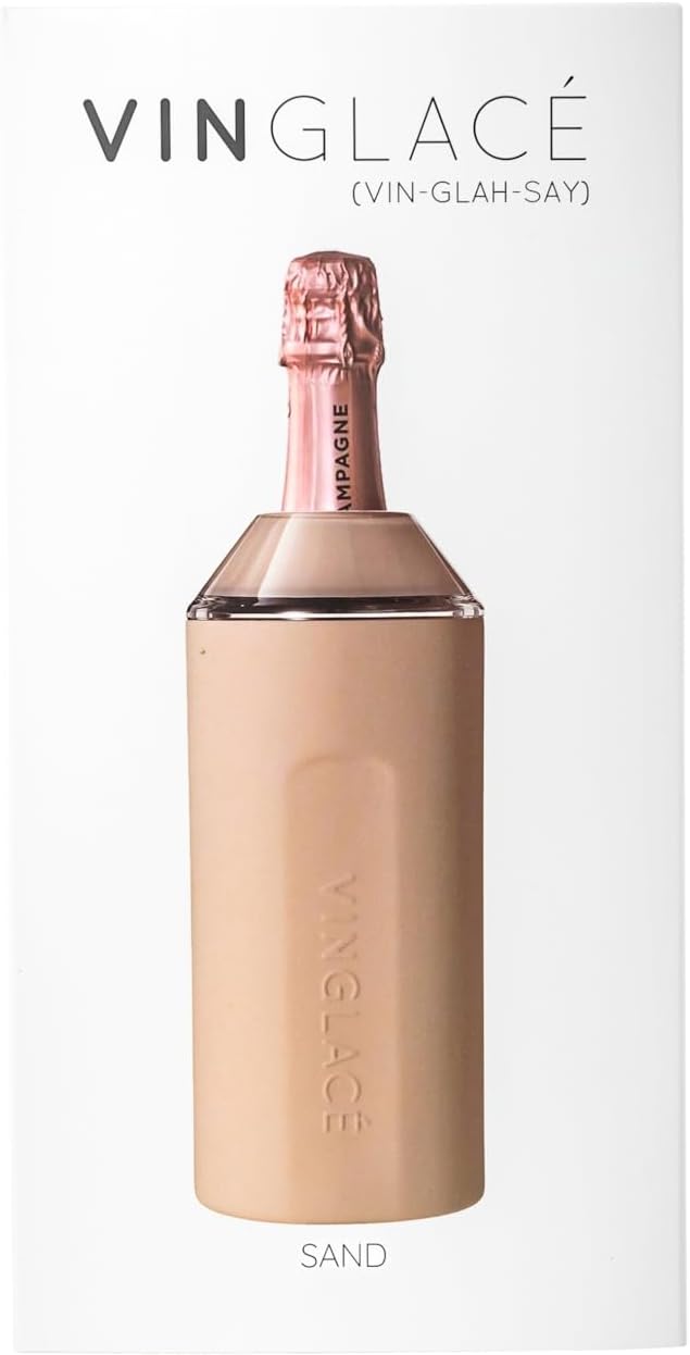 Vinglacé Wine Bottle Chiller- Portable Champagne Insulator- Stainless Steel Wine Cooler Sleeve - Keeps Wine Cold (Sand)