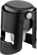 Champagne Stoppers with Stainless Steel Champagne Saver with Food Grade Silicone Leak proof Keep Fresh Suitable for Champagne, Cava, Prosecco and Sparkling (Black, 1 Pack)