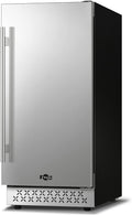 Tylza 15'' Outdoor Beverage Refrigerator, 130 Cans Beverage Fridge, Undercounter or Freestanding, Frost-Free, Removable Metal Shelves, Stainless Steel French Door, Beverage Cooler for Beer, Wine, Soda