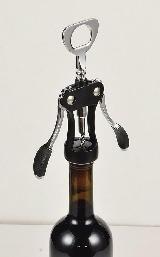 Pearl Metal C-3719 Domaine Ruti Wing Drill Corkscrew, Black