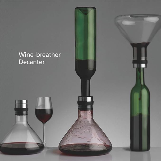Wine Breather Carafe Decanter with lid 50oz, High-borosilicate heat-resistant glass refined by Mouthblown carafe