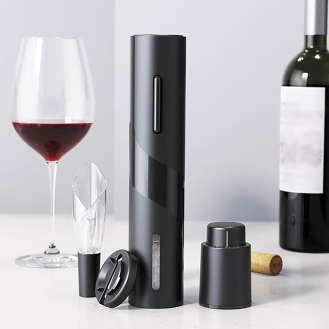 Battery Operated Wine Bottle Openers, Electric Wine Opener with Foil Cutter, One-click Button Reusable Automatic Wine Corkscrew Remover for Wine Lovers Gift Home Kitchen Party Bar Wedding