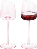 KAMMAK Wine Glasses Set of 2, 9.47 oz Hand Blown Crystal Bordeaux Wine Glasses, Thin Rim & Long Stem, Perfect for Red & White, Daily Use, Wedding or Birthday Gift with Gift Box, XH-H240 Pink