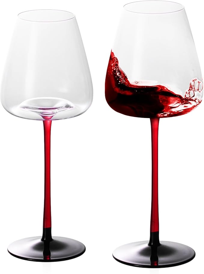 KAMMAK Wine Glasses Set of 2, 11.49 oz Hand Blown Crystal Bordeaux Wine Glasses, Thin Rim & Long Stem, Perfect for Red & White, Daily Use, Wedding or Birthday Gift with Gift Box, Background 240