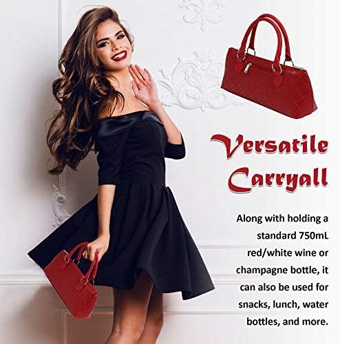 Primeware Wine Clutch Bag (Thermal Insulated) Trendy Women's Carry Tote | Holds Red & White 750mL Bottles | Trendy Fashion | Incl. Portable Waiter-Style Corkscrew