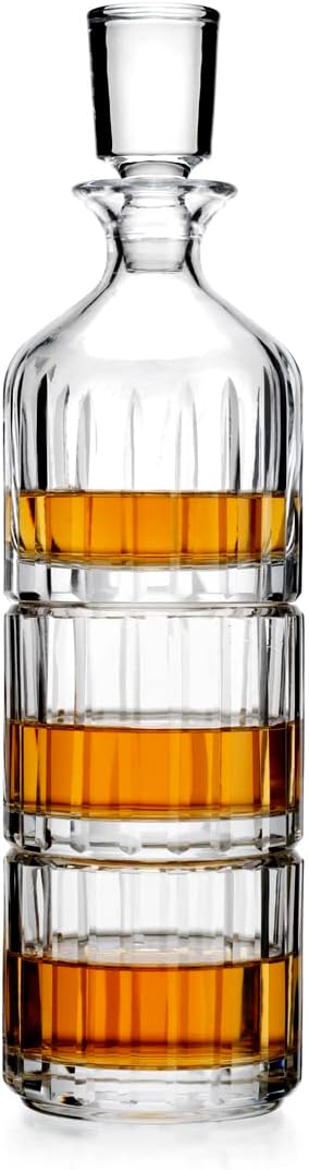 Godinger Stackable Whiskey Decanter and Whisky Glasses for Liquor Scotch Bourbon or Wine Parrallels