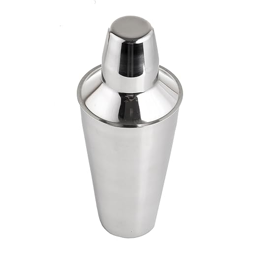 TableCraft 377 Cash & Carry Bar Shaker, 28 oz., 3 piece set includes: shaker, strainer, and 3-1/4 oz. cap, dishwasher safe, stainless steel (individually boxed)