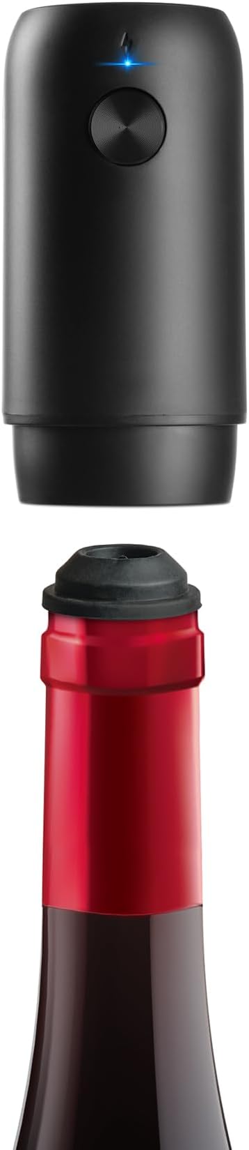 HIC Kitchen Bar Electric Wine Preserver and Stopper Set, Includes Vacuum Pump, Reusable Bottle Stopper, and USB-C Charging Cord