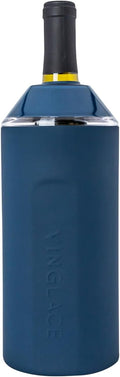 Vinglacé Wine Bottle Chiller- Portable Champagne Insulator- Stainless Steel Wine Cooler Sleeve - Keeps Wine Cold (Navy)