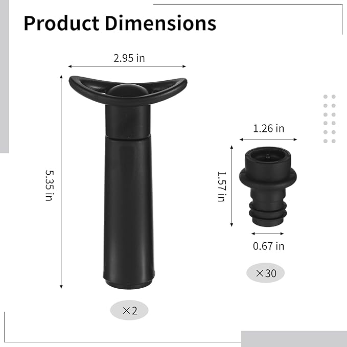 32 Pcs Wine Saver Vacuum Pump Set with 2 Pumps and 30 Stoppers, Reusable Bottle Keepers for Kitchen and Party, Airtight Wine Preservers, Universal Bottle Sealers for Freshness