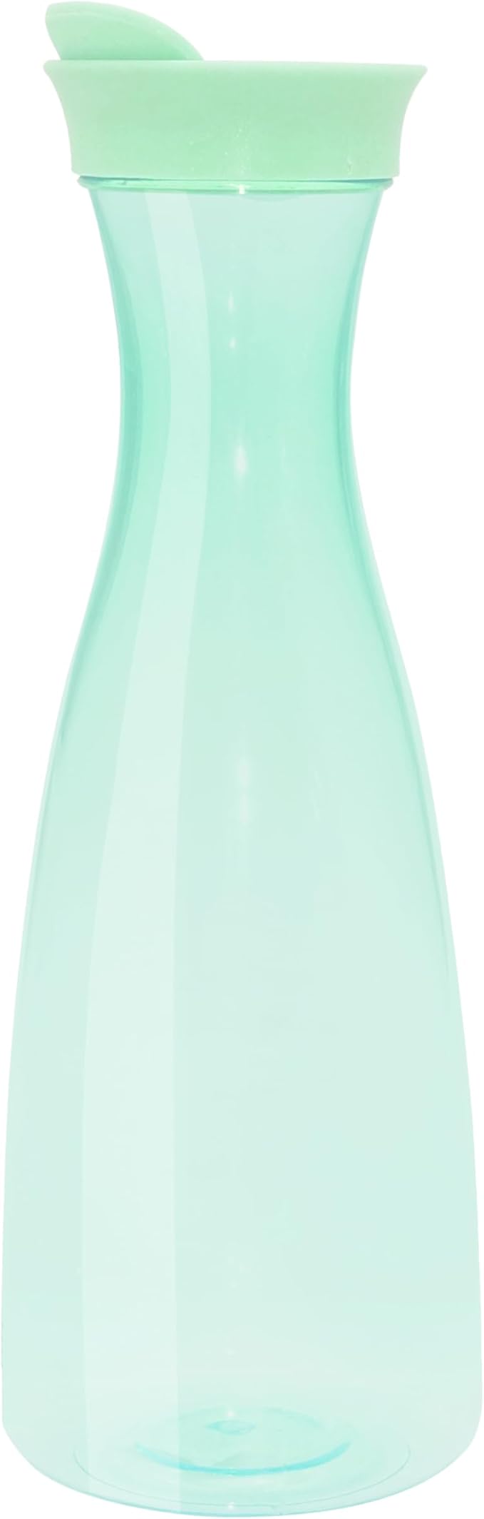 OGGI Clear Carafe w/Flip Open Lid - Ideal Juice Bottle, Clear Pitcher with Lid, Tea Pitcher, Water Carafe, 1.6 Lt(54Oz), Green Tint