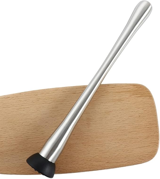 Vctitil Stainless Steel Cocktail Muddler and Mixing Spoon,Home Long Stainless Steel Masher,DIY Drink Wine Juice Barware Mixer Tool(11.5inch)
