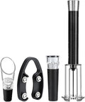 4-in-1 Professional Bar Tool Set - Aluminum Alloy Bottle Opener with Air Pump, Foil Cutter & Vacuum Stopper, Durable Wine Accessories for Home & Parties Black