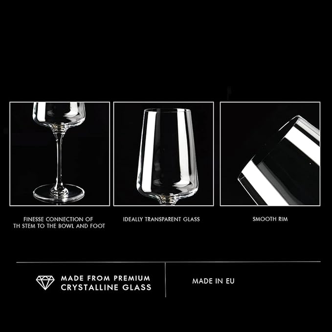 Krosno White and Sparkling Large Wine Glasses Drinking 13,5 oz – Set of 4, Infinity Collection, Elegant Long Stem Cocktail Crystal Set Wedding Gift, Lead-Free Glass, Homes, Restaurants & Kitchen