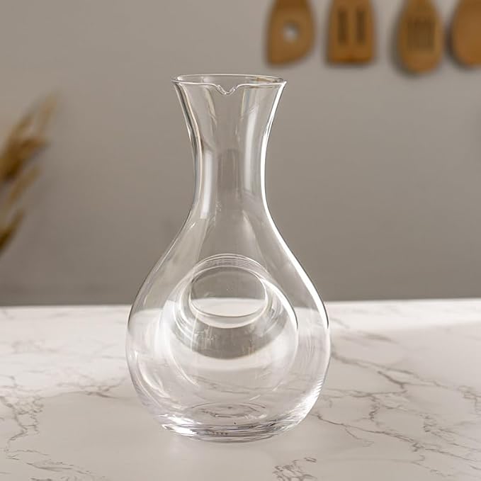 Urban Tokyo Japanese Cold Sake Wine Glass Decanter 12 fl oz Sake Bottle with Ice Cavity Pocket For Home or Restaurant Use (Clear Pocket Cavity)