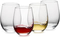 Stemless Wine Glasses Set of 4, 18oz Red White Wine Glasses,Lead-free Wine Glasses for Home, Party, Wedding, Ideal Wine Accessories Gift,Clear