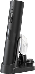 Electric Wine Opener with Charging Base, Electric Wine Bottle Opener with 2 in 1 Aerator &Pourer, Foil Cutter, 2 Vacuum Preservation Stoppers, Display Charging Station for Easy Storage