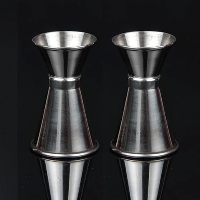 2Pcs Double Cocktail Jigger 0.5 Ounce /1 Ounce Stainless Steel Measuring Cup Tool for Bar, Restaurant or Home Use, Silver